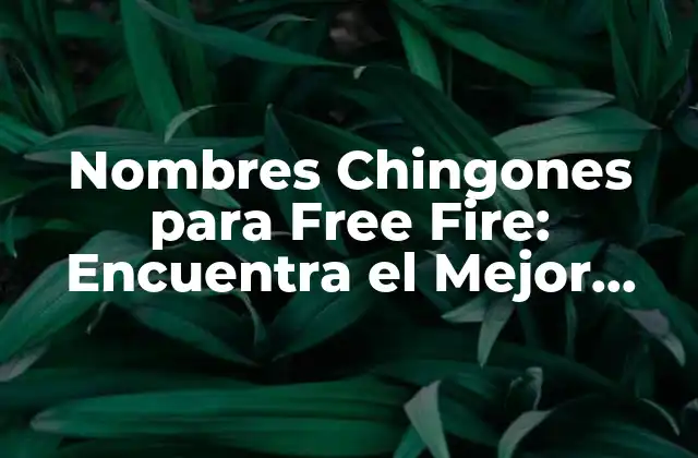 Nombres Chingones para Free Fire: Encuentra el Mejor Apodo para Tu Personaje