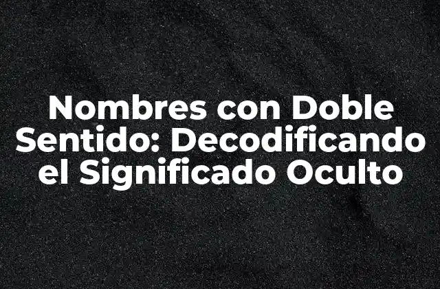 ¿Qué son los Nombres con Doble Sentido?