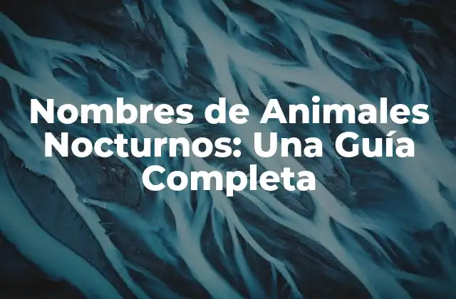 Nombres de Animales Nocturnos: una Guía Completa