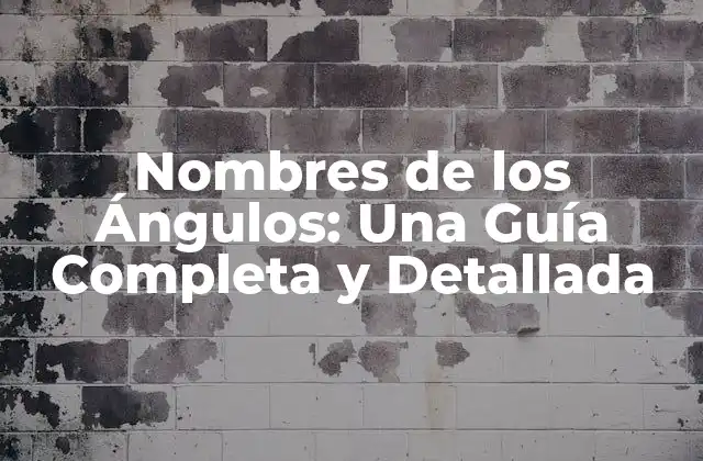Nombres de los Ángulos: una Guía Completa y Detallada