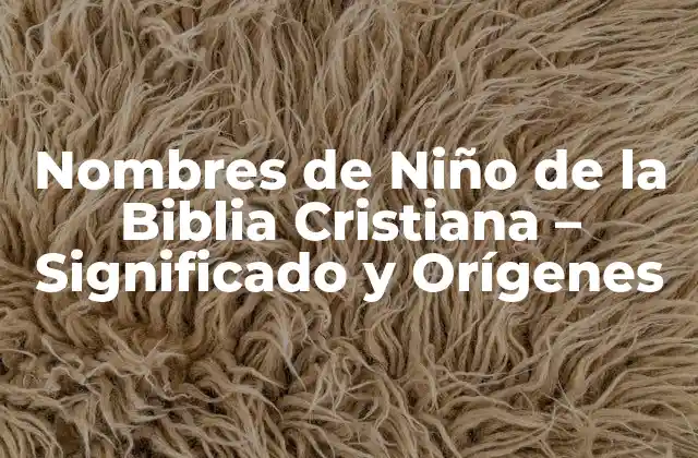Nombres de Niño de la Biblia Cristiana – Significado y Orígenes