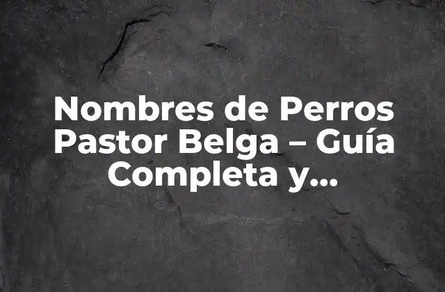 Nombres de Perros Pastor Belga por Sexo