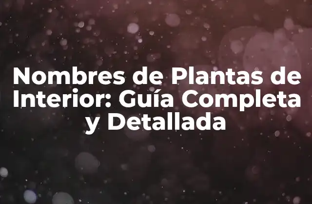 Nombres de Plantas de Interior: Guía Completa y Detallada