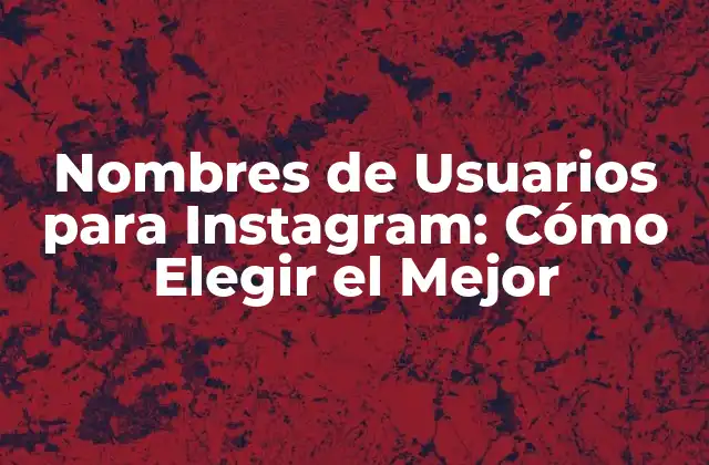 Nombres de Usuarios para Instagram: Cómo Elegir el Mejor