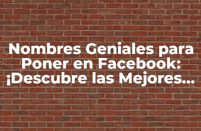 Nombres Geniales para Poner en Facebook: ¡descubre las Mejores Opciones!