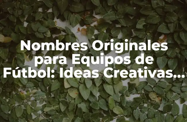 Nombres Originales para Equipos de Fútbol: Ideas Creativas y Únicas