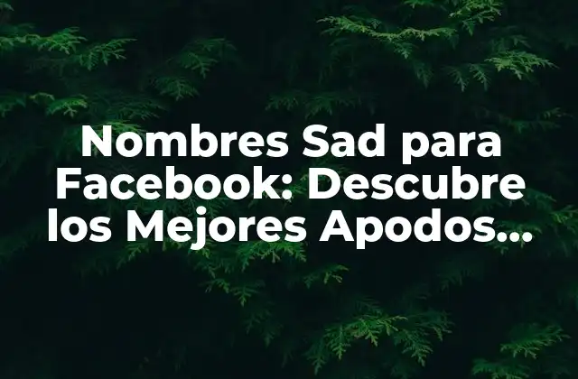 Nombres Sad para Facebook: Descubre los Mejores Apodos Tristes