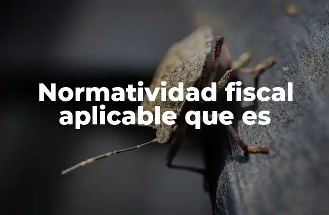 Normatividad Fiscal Aplicable que es