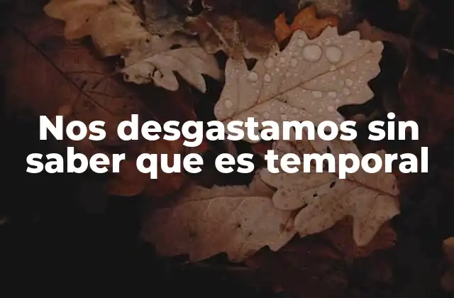 Nos Desgastamos sin Saber que es Temporal