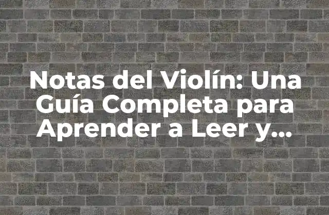 Notas Del Violín: una Guía Completa para Aprender a Leer y Tocar
