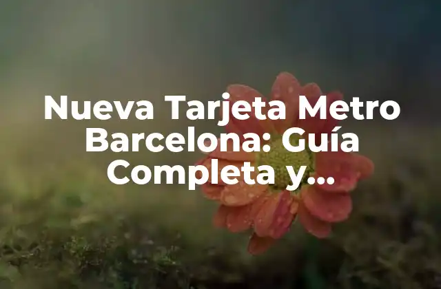 Nueva Tarjeta Metro Barcelona: Guía Completa y Actualizada