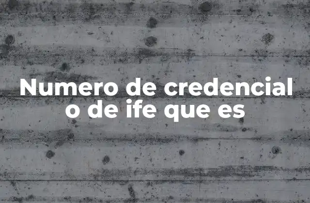Numero de Credencial o de Ife que es