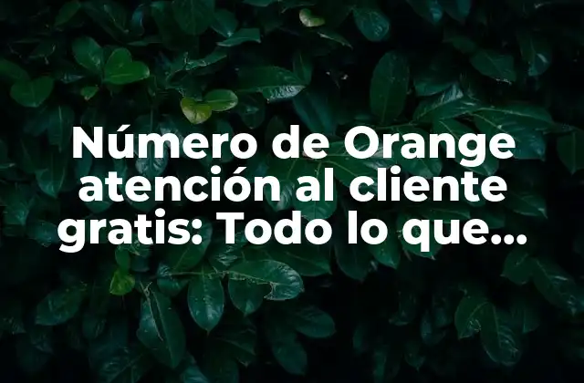 Número de Orange Atención Al Cliente Gratis: Todo Lo que Necesitas Saber