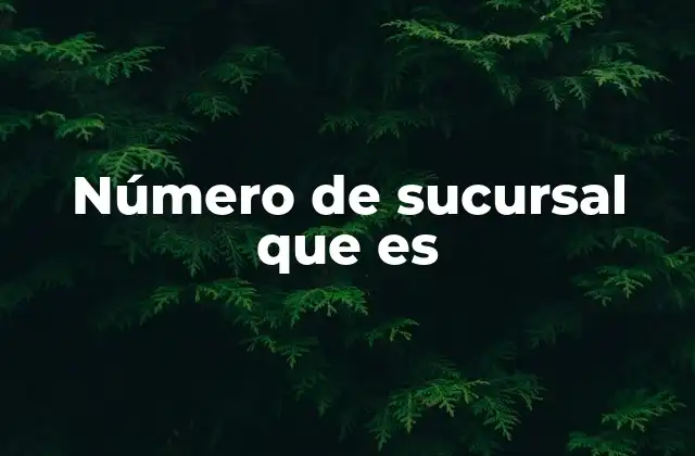 Número de Sucursal que es