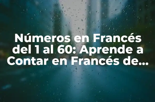 Números en Francés Del 1 Al 60: Aprende a Contar en Francés de Forma Fácil