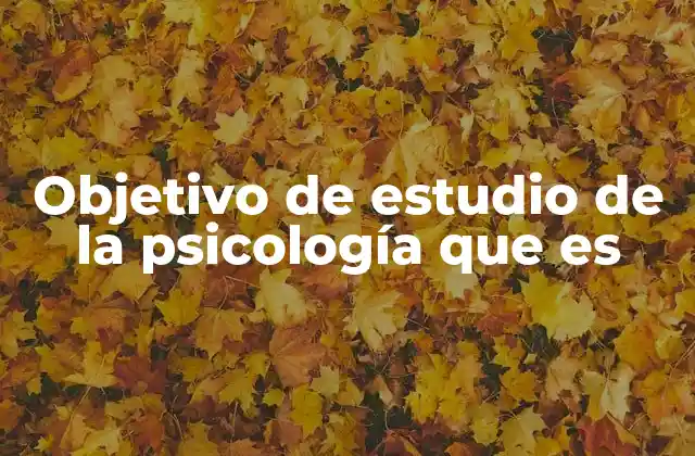Objetivo de Estudio de la Psicología que es