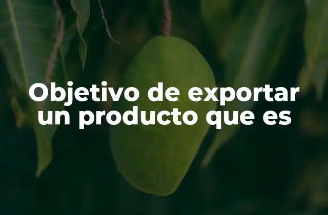 Objetivo de Exportar un Producto que es