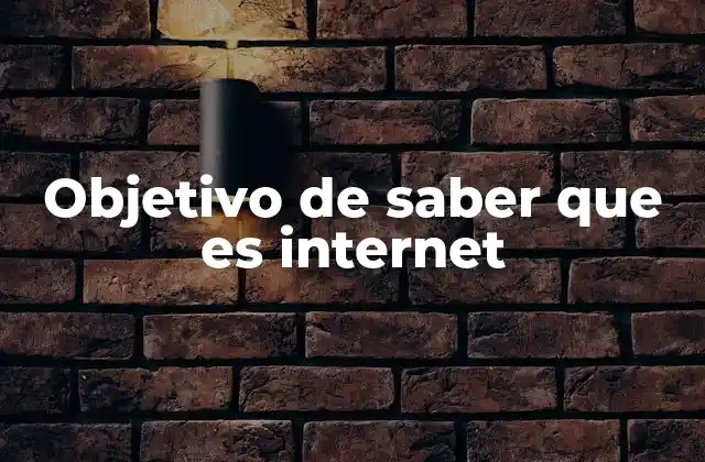 Objetivo de Saber que es Internet