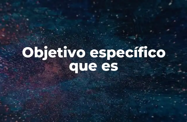Objetivo Específico que es
