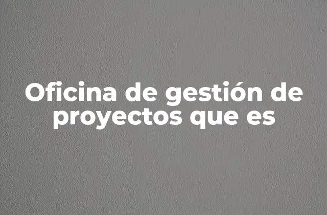 Oficina de Gestión de Proyectos que es