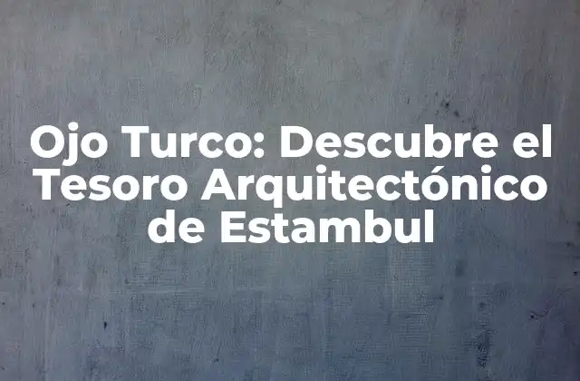 Ojo Turco: Descubre el Tesoro Arquitectónico de Estambul
