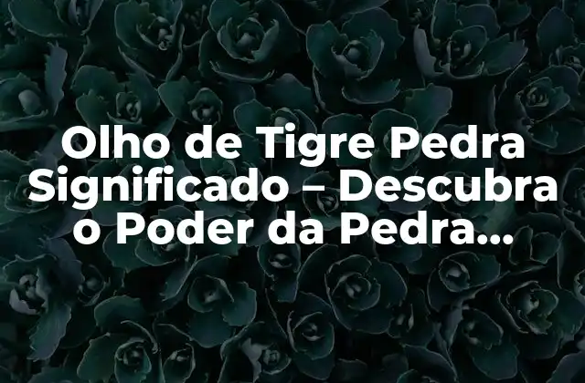 Olho de Tigre Pedra Significado – Descubra o Poder Da Pedra Preciosa