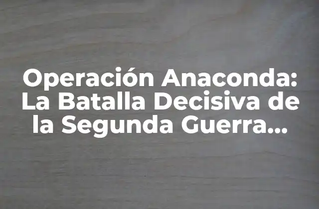Operación Anaconda: la Batalla Decisiva de la Segunda Guerra Mundial