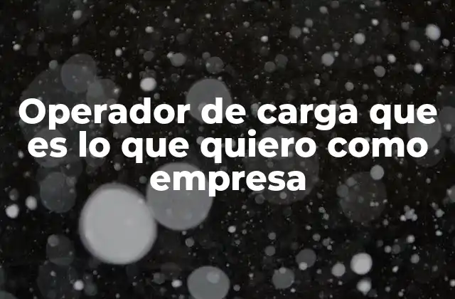Operador de Carga que es Lo que Quiero como Empresa