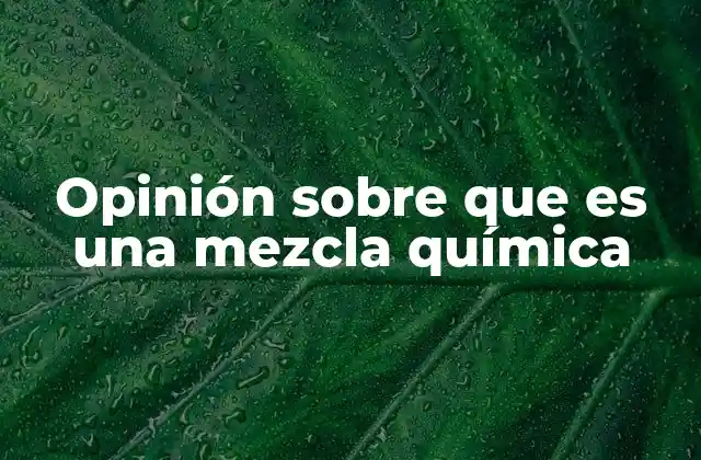Opinión sobre que es una Mezcla Química