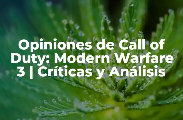 Opiniones de Call Of Duty: Modern Warfare 3 | Críticas y Análisis