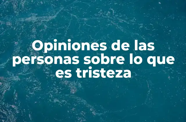 Opiniones de las Personas sobre Lo que es Tristeza