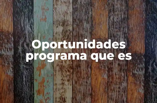 Oportunidades Programa que es