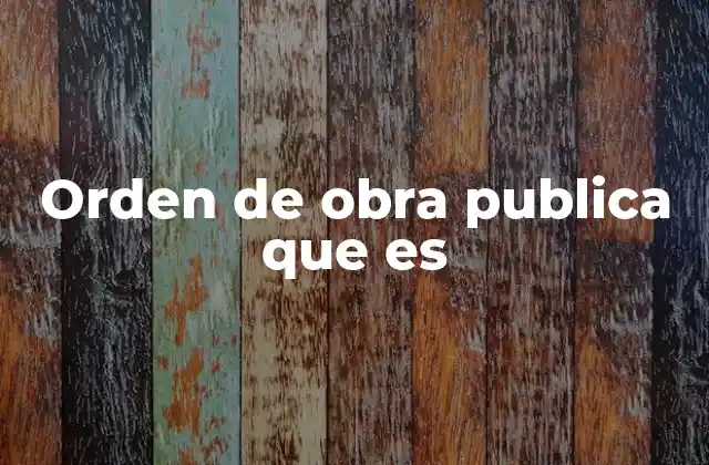 Orden de Obra Publica que es