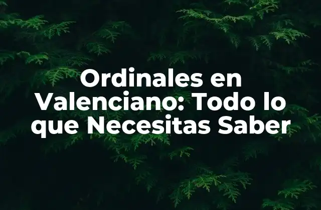 qué son los Ordinales en Valenciano
