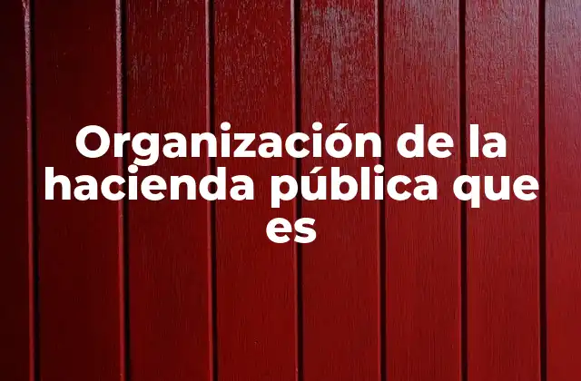 Organización de la Hacienda Pública que es