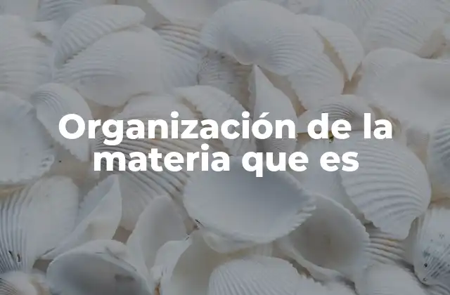 Organización de la Materia que es