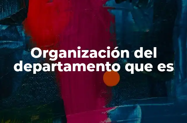 Organización Del Departamento que es