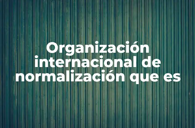 Organización Internacional de Normalización que es