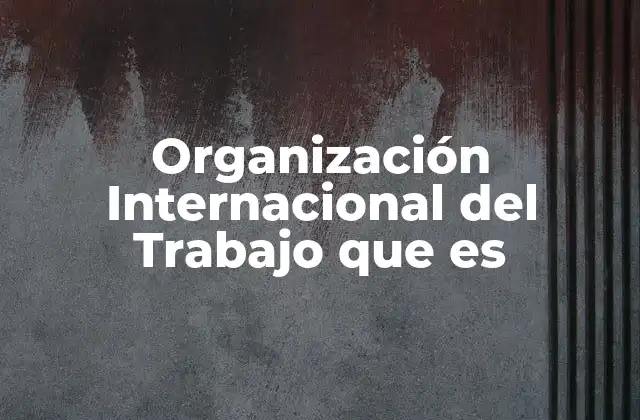 Organización Internacional Del Trabajo que es