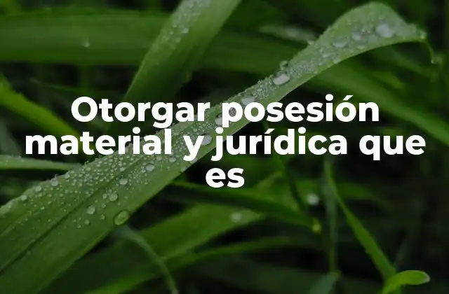 Otorgar Posesión Material y Jurídica que es