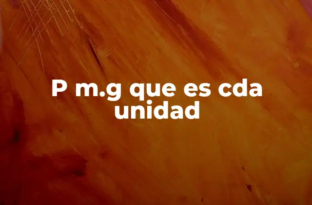 P M.g que es Cda Unidad
