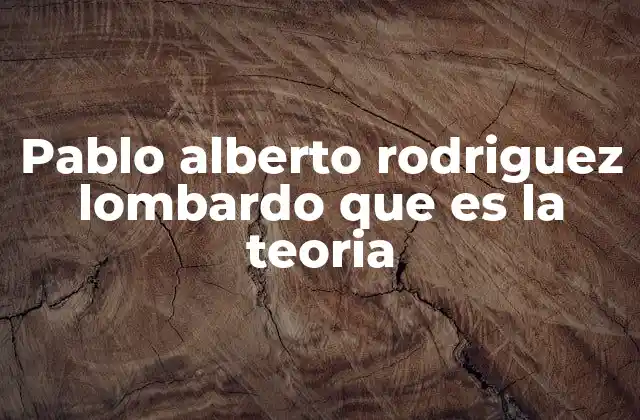 Pablo Alberto Rodriguez Lombardo que es la Teoria