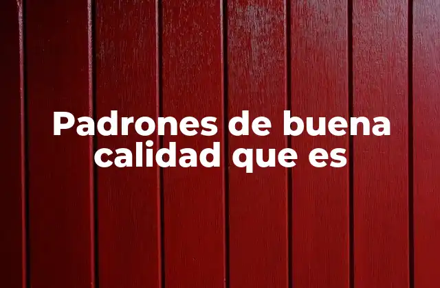 Padrones de Buena Calidad que es