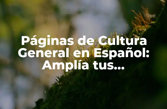 Páginas de Cultura General en Español: Amplía Tus Conocimientos