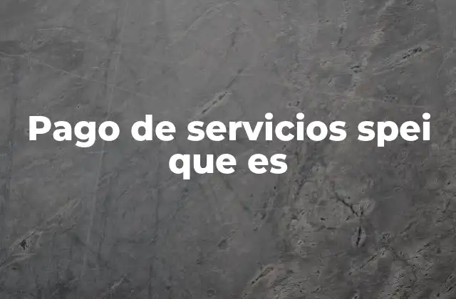 Pago de Servicios Spei que es