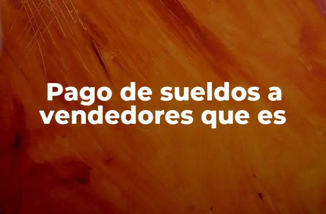 Pago de Sueldos a Vendedores que es