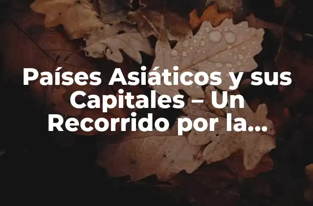 Países Asiáticos y Sus Capitales – un Recorrido por la Riqueza Cultural y Geográfica de Asia