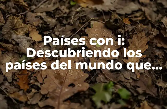Países con I: Descubriendo los Países Del Mundo que Contienen la Letra I en Su Nombre