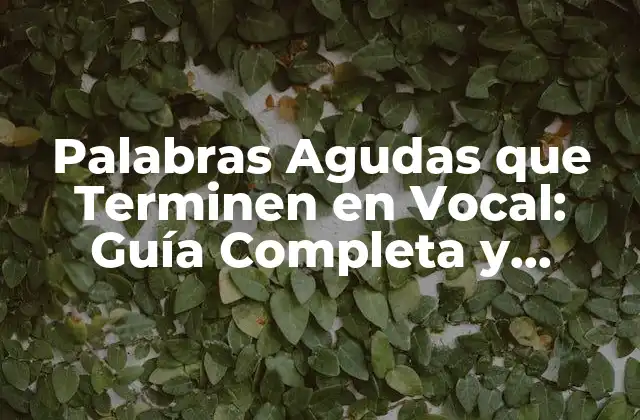 Palabras Agudas que Terminen en Vocal: Guía Completa y Detallada