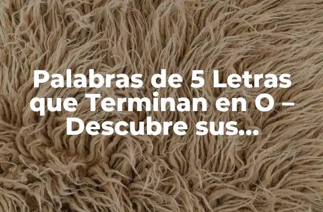 Palabras de 5 Letras que Terminan en o – Descubre Sus Significados y Uso